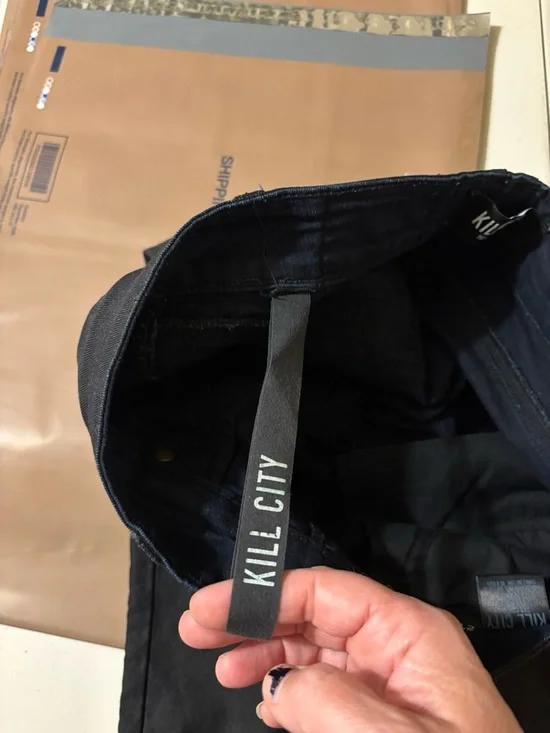 Kill City Women's Black Super Skinny Junkie Jeans Size 27 Front Zip Ankle Grunge - Picture 9 of 13